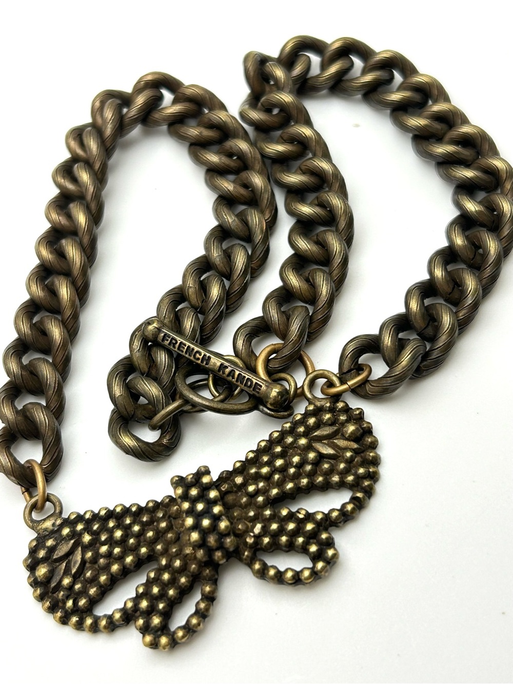 French Kande Antiqued Bow Necklace